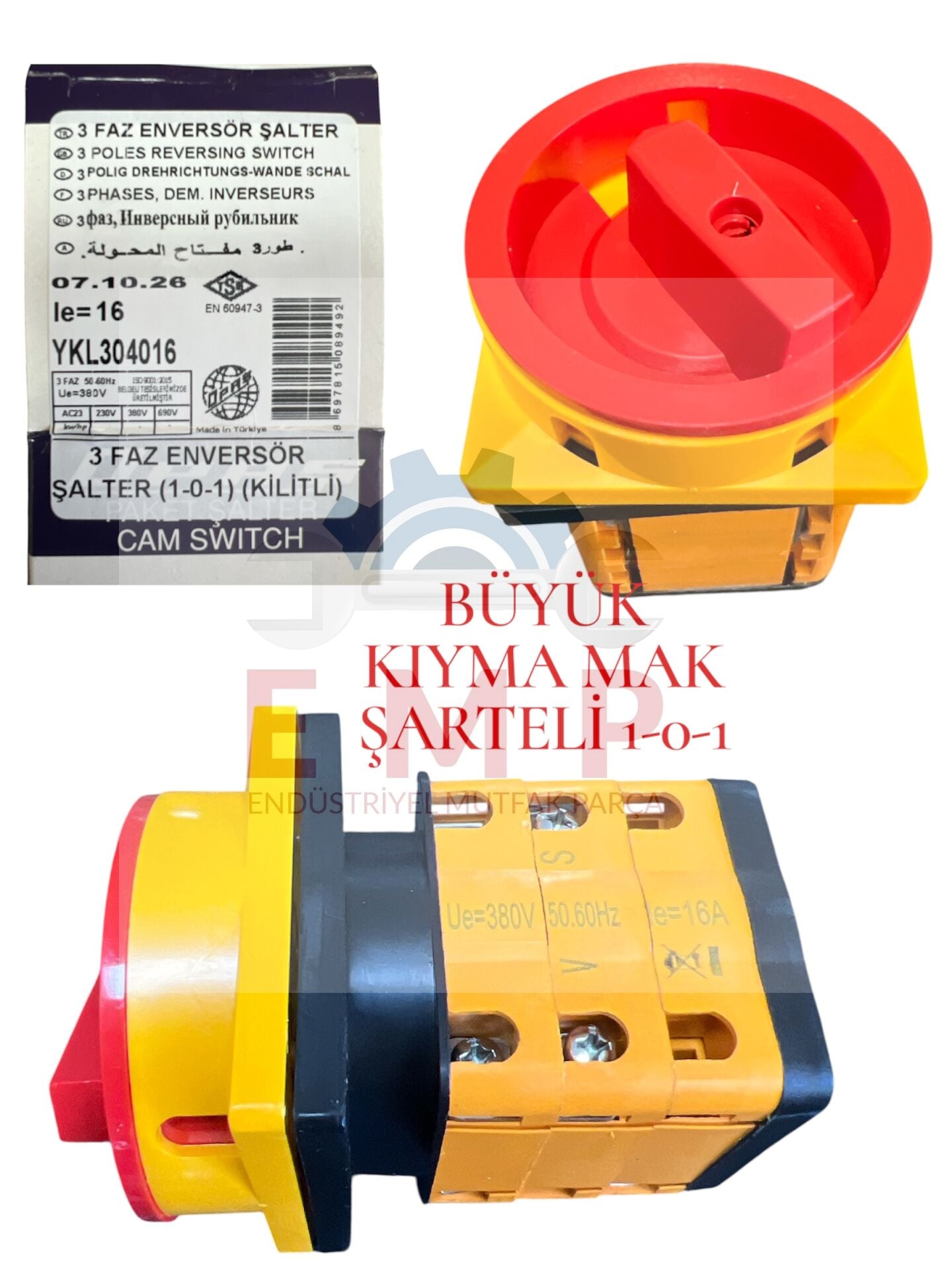 KIYMA MAK. ENVERSÖR ŞALTER 1-0-1 KONUM 16 AMP BÜYÜK