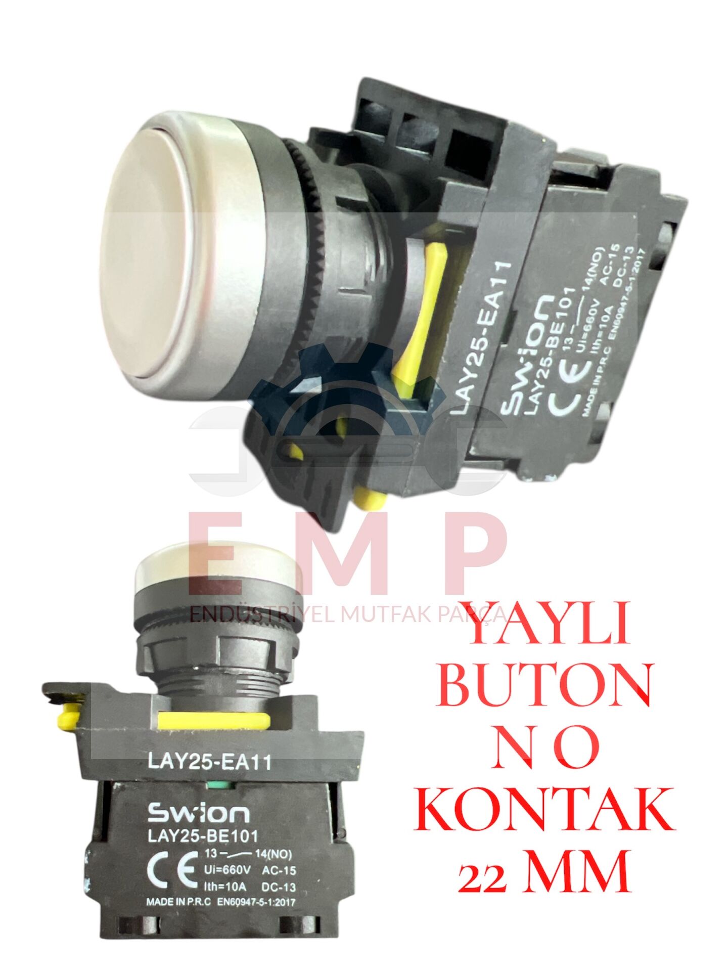 LAY5-EA 22mm Buton Normalde Açık Kontak BEYAZ