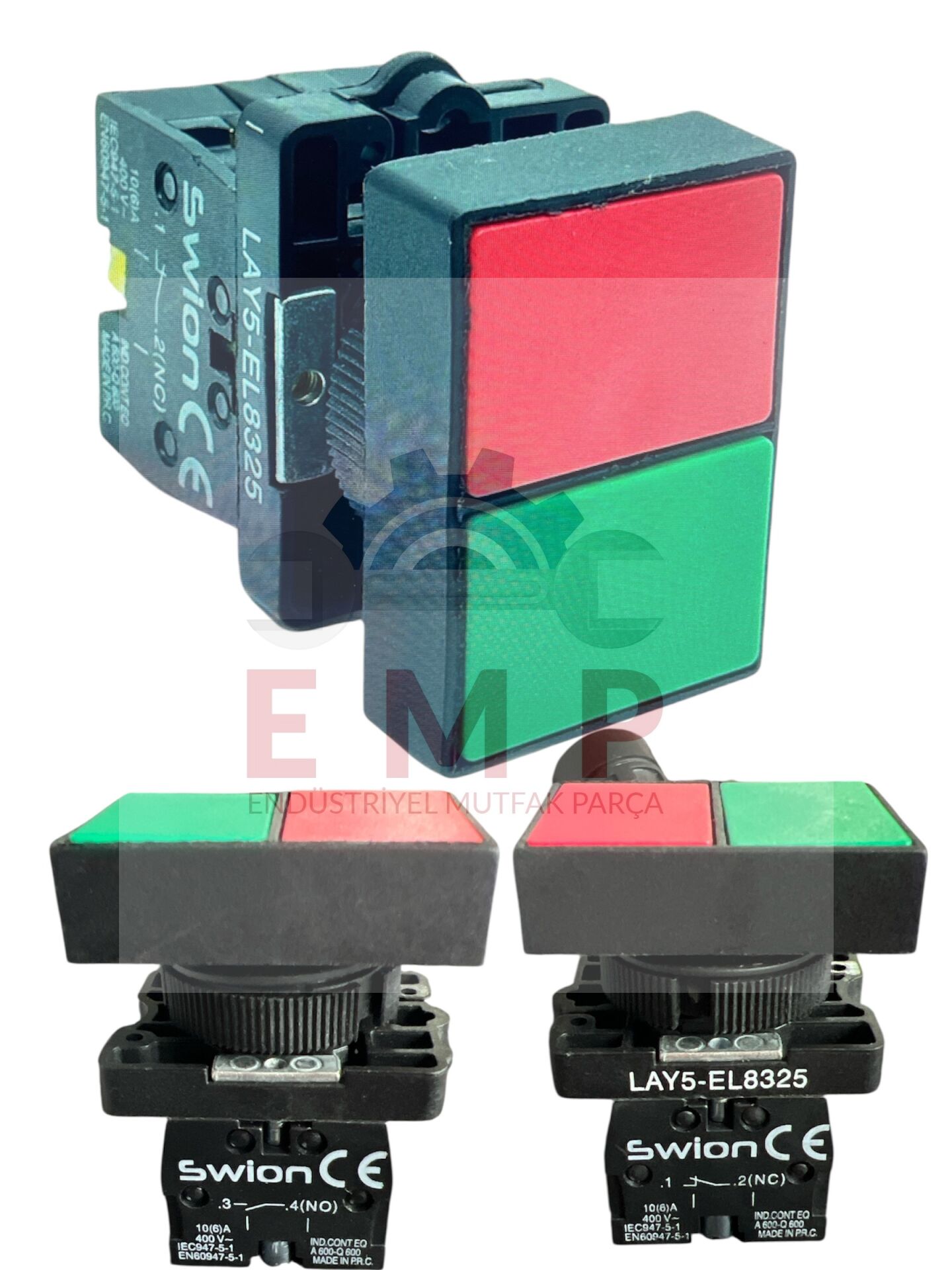 LAY5-EL8325 22mm İkiz Buton Yeşil Kırmızı