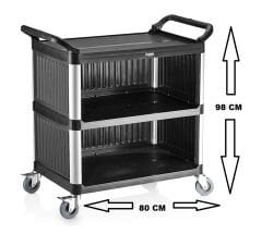 PLASTİK SERVİS ARABASI 3 KATLI ETRAFI KAPALI