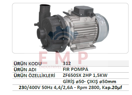 FIR MOTOR ZF650SX  TRİFAZE 1500/2000 TAPAK