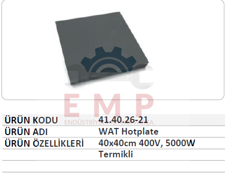 WAT HOTPLATE 40X40 CM 400 VOLT 5000 WATT